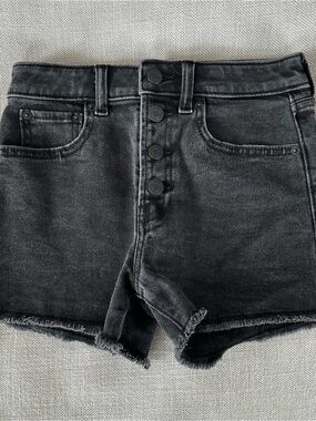 GAP Kids High Rise Graphite Denim Shorts | Size 12 | Stretch | Frayed Hem
